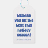 Groovy Blue Retro Typografie Weihnachten Custom Geschenkanhänger (Rückseite)