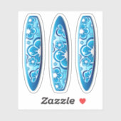 Groovy Blue Surfboards mit Blume Design Aufkleber (Blatt)