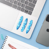 Groovy Blue Surfboards mit Blume Design Aufkleber (Laptop mit iPhone)
