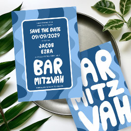 Groovy Blue Waves Custom Bat Bar Bnai Mitzvah Save The Date