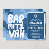 Groovy Blue Waves Star von David Custom Bar Mitzva Einladung (Vorne/Hinten)