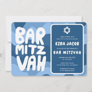 Groovy Blue Waves Star von David Custom Bar Mitzva Einladung