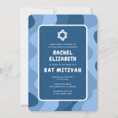 Groovy Blue Waves Star von David Custom Bat Mitzva Einladung (Vorderseite)