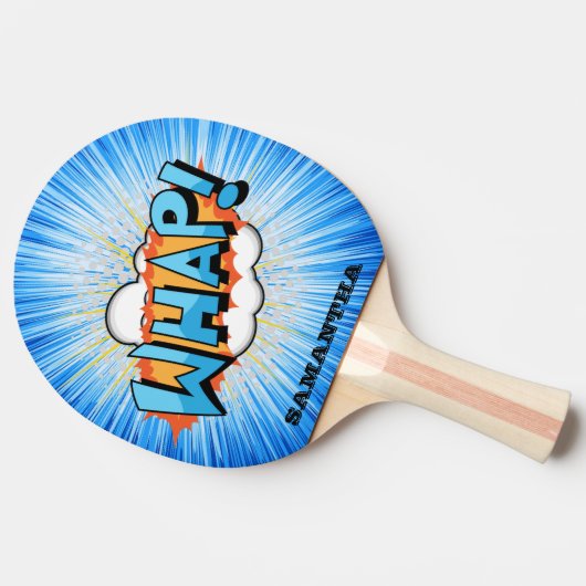Groovy Blue Whap! Superhero Personalisiert Paddle Tischtennis Schläger (Seitenansicht)