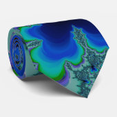 Groovy Blues Fraktal Abstrakt Art Krawatte (Gerollt)