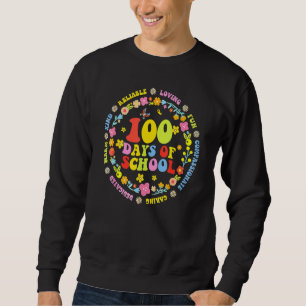 Groovy Blume 100 Tage Schullehrer glücklich 100 Sweatshirt