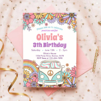 Groovy Blume Boho Retro Einladung zum Geburtstag