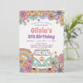 Groovy Blume Boho Retro Einladung zum Geburtstag (Stehend Vorderseite)