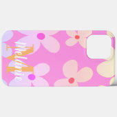 Groovy Blume Bright Orange Muster Name Case (Rückseite (Horizontal))