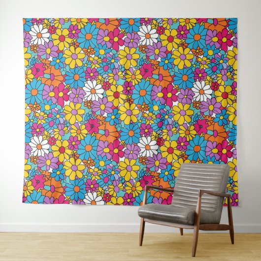 Groovy Blume Doodle Wandteppich (Beispiel (Horizontal))