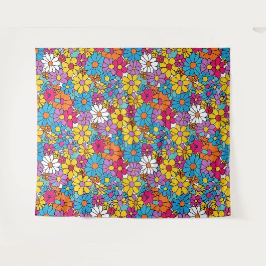 Groovy Blume Doodle Wandteppich (Vorderseite (Horizontal))