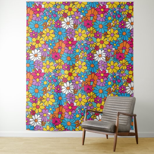 Groovy Blume Doodle Wandteppich (Beispiel)