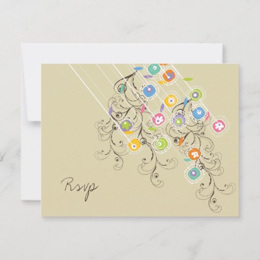 Groovy Blume Garden Wedding RSVP Card (Rückseite)