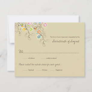 Groovy Blume Garden Wedding RSVP Card Karte