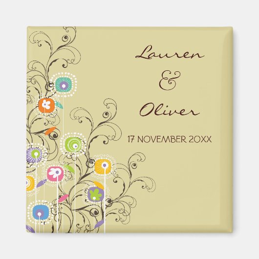 Groovy Blume Garten Whimsical Chic Save the Date Magnet (Vorne)