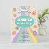 Groovy Blume Geburtstagseinladung Einladung (Stehend Vorderseite)