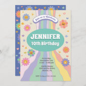 Groovy Blume Geburtstagseinladung Einladung (Vorne/Hinten)