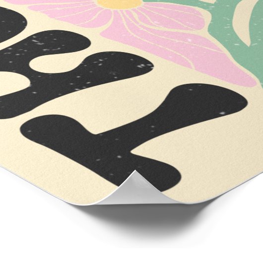 Groovy Blume "Grow Positive Thoughts" Mauer Art Poster (Ecke)