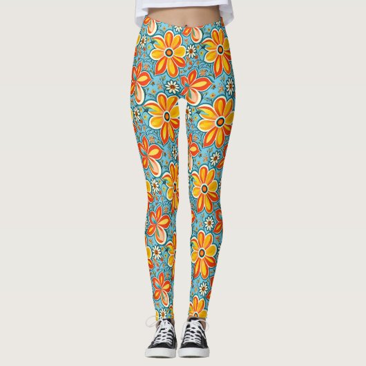 Groovy Blume mit Vintagen Vibes Leggings (Vorderseite)