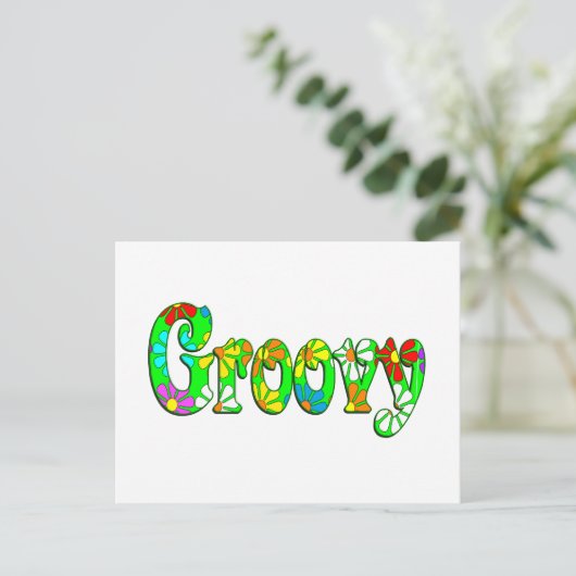 Groovy Blume Postkarte (Stehend Vorderseite)