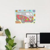 Groovy Blume Power 60er Hippy Van Poster (Heimbüro)