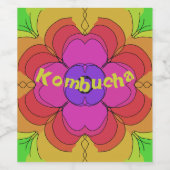 Groovy Blume Power 70er Square Kombucha Wine Hooch Weinetikett (Einzelnes Label)