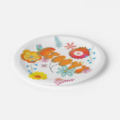 Groovy Blume Power farbenfroh rosa Pappteller (Schrägansicht)