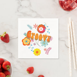 Groovy Blume Power farbenfroh rosa Serviette