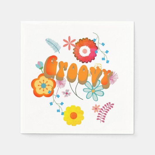 Groovy Blume Power farbenfroh rosa Serviette (Vorderseite)