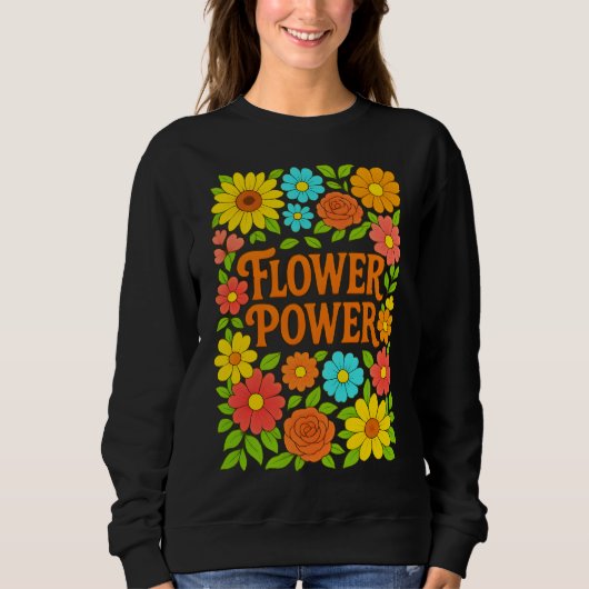 Groovy Blume Power Frauenhorodie Sweatshirt (Vorderseite)