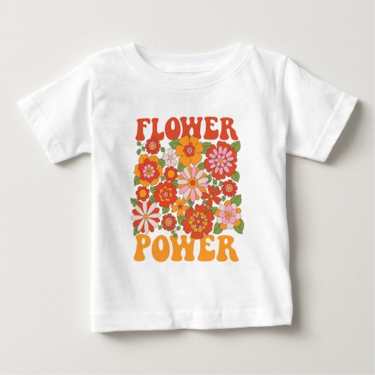 Groovy Blume Power Graphic Baby T-shirt (Vorderseite)