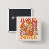 Groovy Blume Power Graphic Button (Vorne & Hinten)