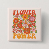 Groovy Blume Power Graphic Button (Vorderseite)