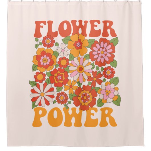 Groovy Blume Power Graphic Duschvorhang (Vorderseite)