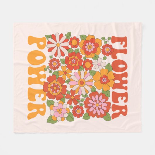Groovy Blume Power Graphic Fleecedecke (Vorderseite (Horizontal))