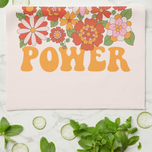 Groovy Blume Power Graphic Geschirrtuch (Gefaltet)