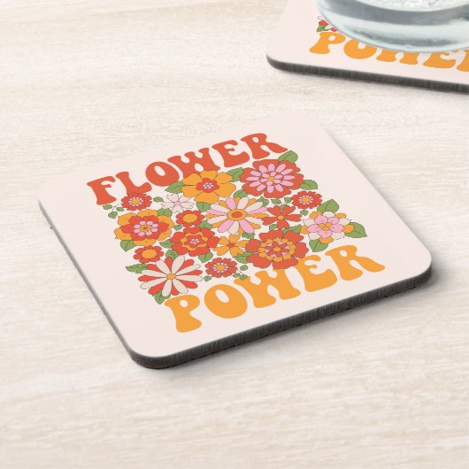 Groovy Blume Power Graphic Getränkeuntersetzer (Linke Seite)