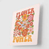 Groovy Blume Power Graphic Quadratische Wanduhr (Winkel)