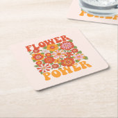 Groovy Blume Power Graphic Rechteckiger Pappuntersetzer (angewinkelt)