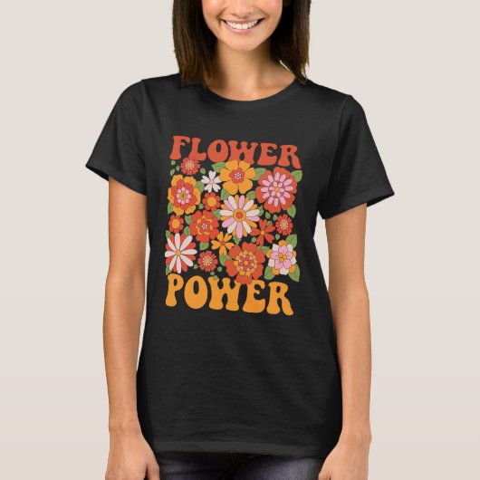 Groovy Blume Power Graphic T-Shirt (Vorderseite)