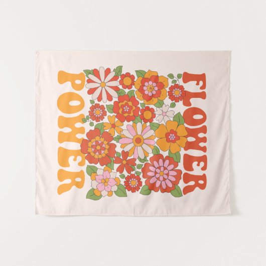 Groovy Blume Power Graphic Wandteppich (Vorderseite (Horizontal))