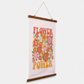 Groovy Blume Power Graphic Wandteppich Mit Holzrahmen (Gewinkelt)