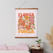 Groovy Blume Power Graphic Wandteppich Mit Holzrahmen (Schlafzimmer)