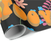 Groovy Blume Power Pink Black Geschenkpapier (Rolleneckpunkt)