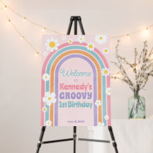 Groovy Blume Rainbow Begrüßung Geburtstagsparty-Ze