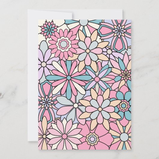 Groovy Blume Retro Birthday Einladung (Rückseite)