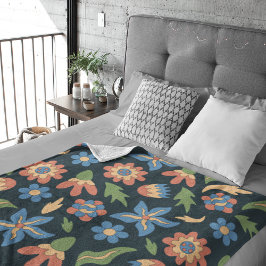 Groovy Blume Retro Muster Fleecedecke