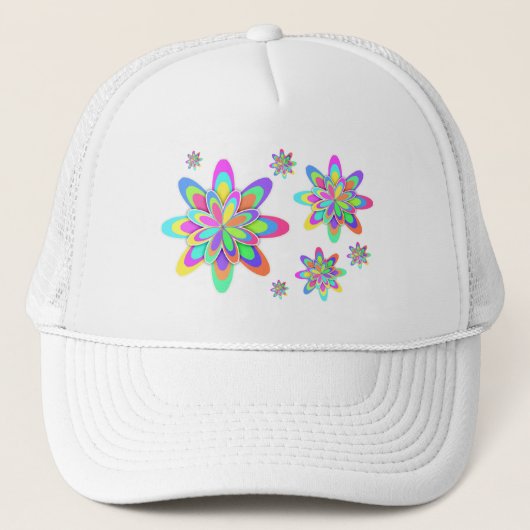 Groovy Blume Truckerkappe (Vorderseite)