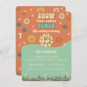 Groovy Blumen Einladung Retro für 13. Geburtstag (Vorne/Hinten)