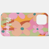 Groovy-Blumen-Farbenfrohes Muster Name Case-Mate iPhone Hülle (Rückseite (Horizontal))